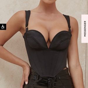 HOUSE OF CB MEGHAN BLACK SATIN CORSET